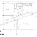 The Homer #2 Plan Casita Floorplan, Smaller Version With 2 Bedrooms, 2 Bathrooms, And Open Kitchen And Living Area; Dream Construction